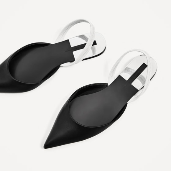 NWT Zara Colorblock Flat Slingback Flats Shoes - Picture 2 of 5